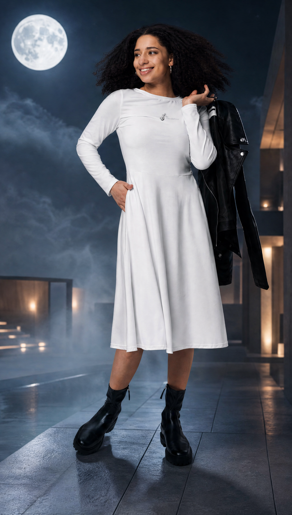 Midnight Motion - long sleeve midi dress